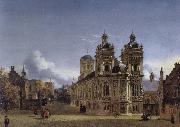 Jan van der Heyden Church Square, memories Germany oil painting artist